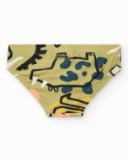 Slip de baño caqui para niño con estampado de dinosaurios Slip de baño caqui para niño con estampado de dinosaurios