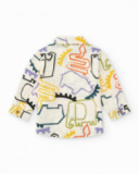 Camisa blanca para niño con estampado multicolor de dinosaurios