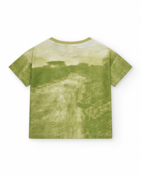 Camiseta verde para niño con estampado de jeep