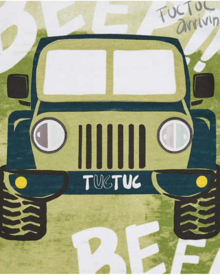 Camiseta verde para niño con estampado de jeep