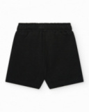 Pantalón corto negro de felpa para niño con cintura ajustable Pantalón corto negro de felpa para niño con cintura ajustable
