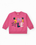 Sudadera para niña en rosa con letras "Smile"