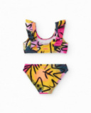 Bikini para niña en lila con estampado multicolor