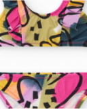 Bikini para niña en lila con estampado multicolor