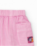 Falda para niña en rosa con bolsillos y cintura elástica