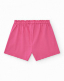 Short para niña en rosa con cordón amarillo y parche Short para niña en rosa con cordón amarillo y parche
