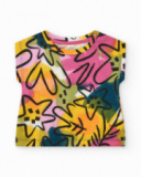 Conjunto para niña con camiseta floral y short rosa