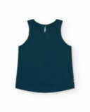Camiseta sin mangas para niña en verde con estampado y cierre Camiseta sin mangas para niña en verde con estampado y cierre