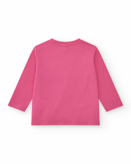 Camiseta para niña en rosa con estrellas y figuras geométricas