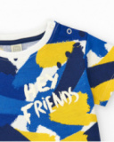 T-shirt per bambino blu e gialla con bottoni sul collo T-shirt per bambino blu e gialla con bottoni sul collo