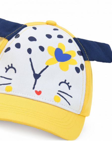 Gorra para niña en amarillo con orejas azules