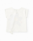 Camiseta para niña en blanco con flor azul y corazones Camiseta para niña en blanco con flor azul y corazones