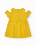 Vestito per bambina gialla con fiori e spalle scoperte Vestito per bambina gialla con fiori e spalle scoperte