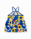Vestito a spalline per bambina blu con fiori Vestito a spalline per bambina blu con fiori