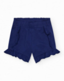 Short para niña en azul con volantes y cintura elástica Short para niña en azul con volantes y cintura elástica