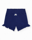 Short para niña en azul con volantes y cintura elástica Short para niña en azul con volantes y cintura elástica