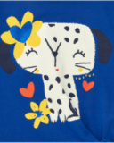 Camiseta para niña en azul con lazo lateral y botón trasero Camiseta para niña en azul con lazo lateral y botón trasero