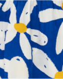 Vestito di cotone per bambina blu con volant e stampa floreale