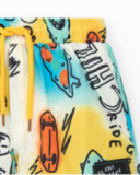Bermuda da bagno per bambino blu con monopattini e frase "Be Free Skate" Bermuda da bagno per bambino blu con monopattini e frase "Be Free Skate"
