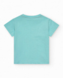 Completo per bambino con t-shirt blu e pantaloncini neri