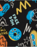 T-shirt per bambino nero con skateboard e donut T-shirt per bambino nero con skateboard e donut