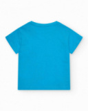 T-shirt per bambino blu con monopattino e frase T-shirt per bambino blu con monopattino e frase