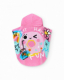 Asciugamano-poncho per bambina rosa con ciambella e occhiali