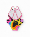 Costume da bagno per bambina nero con stampa astratta Costume da bagno per bambina nero con stampa astratta