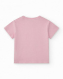 T-shirt per bambina rosa con pattini e cuori T-shirt per bambina rosa con pattini e cuori