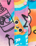 Giacca a vento per bambina rosa con stampa di fiori e fulmini