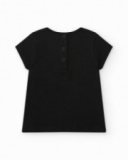 T-shirt per bambina nero con cuori vivaci T-shirt per bambina nero con cuori vivaci
