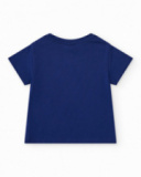 T-shirt per bambino blu con squali e pesci T-shirt per bambino blu con squali e pesci