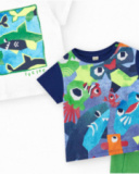 T-shirt per bambino blu con stampa marina