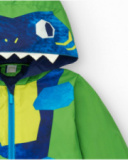 Giacca a vento per bambino verde con design di squalo Giacca a vento per bambino verde con design di squalo