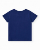 T-shirt per bambino blu con stampa geometrica T-shirt per bambino blu con stampa geometrica