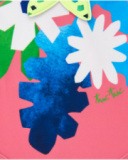 Costume da bagno per bambina rosa con fiori e spalline incrociate Costume da bagno per bambina rosa con fiori e spalline incrociate
