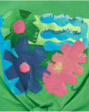 T-shirt per bambina verde con stampa e nodo decorativo T-shirt per bambina verde con stampa e nodo decorativo