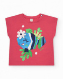 T-shirt per bambina rosa con pesce e dettagli marini T-shirt per bambina rosa con pesce e dettagli marini