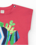 T-shirt per bambina rosa con pesce e dettagli marini T-shirt per bambina rosa con pesce e dettagli marini