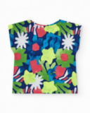 T-shirt per bambina blu con stampa floreale T-shirt per bambina blu con stampa floreale