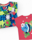 Completo per bambina con due t-shirt e leggings ciclista