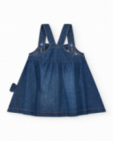 Vestito per bambina in denim blu con ricamo di stelle Vestito per bambina in denim blu con ricamo di stelle
