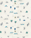 Camicia per bambino bianca con stampa tropicale blu e verde Camicia per bambino bianca con stampa tropicale blu e verde