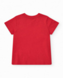 T-shirt in maglia per bambino rosso con stampa di granchio T-shirt in maglia per bambino rosso con stampa di granchio