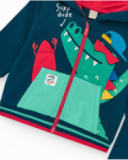 Completo in felpa per bambino con felpa blu e pantaloni con polsini a righe