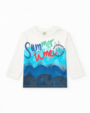 T-shirt in maglia per bambino bianca con stampa estiva T-shirt in maglia per bambino bianca con stampa estiva