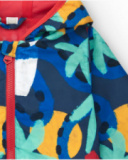 Giacca a vento per bambino blu con stampa tropicale e cappuccio