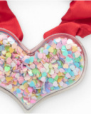 Elastico per bambina rosso con cuore di coriandoli Elastico per bambina rosso con cuore di coriandoli