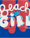 T-shirt per bambina blu con stampa "Beach Girl" e chiusura sul retro T-shirt per bambina blu con stampa "Beach Girl" e chiusura sul retro