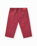 Pantaloni lunghi per bambina rossi con bottoni e vita regolabile Pantaloni lunghi per bambina rossi con bottoni e vita regolabile
